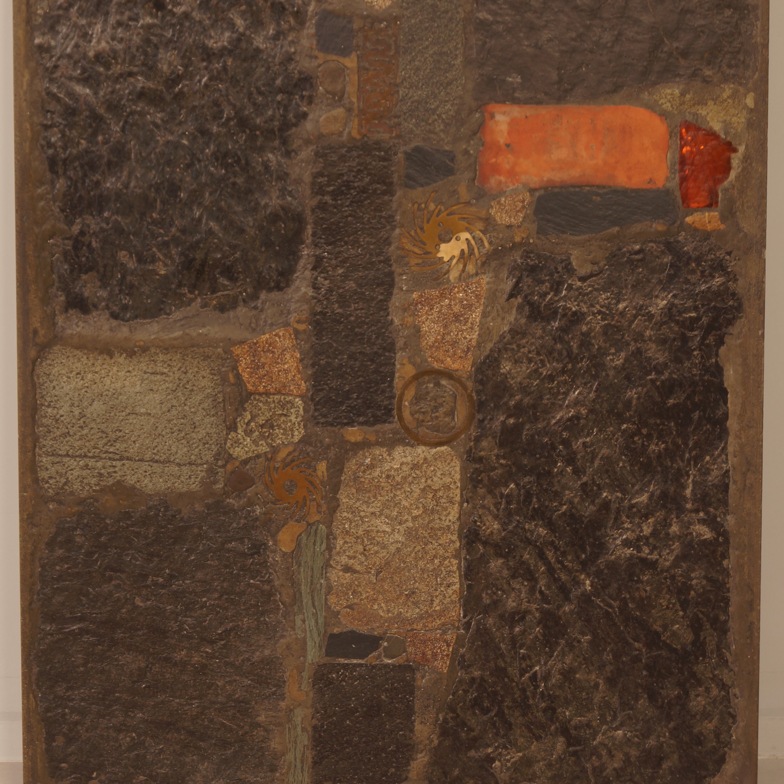 Rectangular coffee table by Paul Kingma, 1973 with brass and red glass