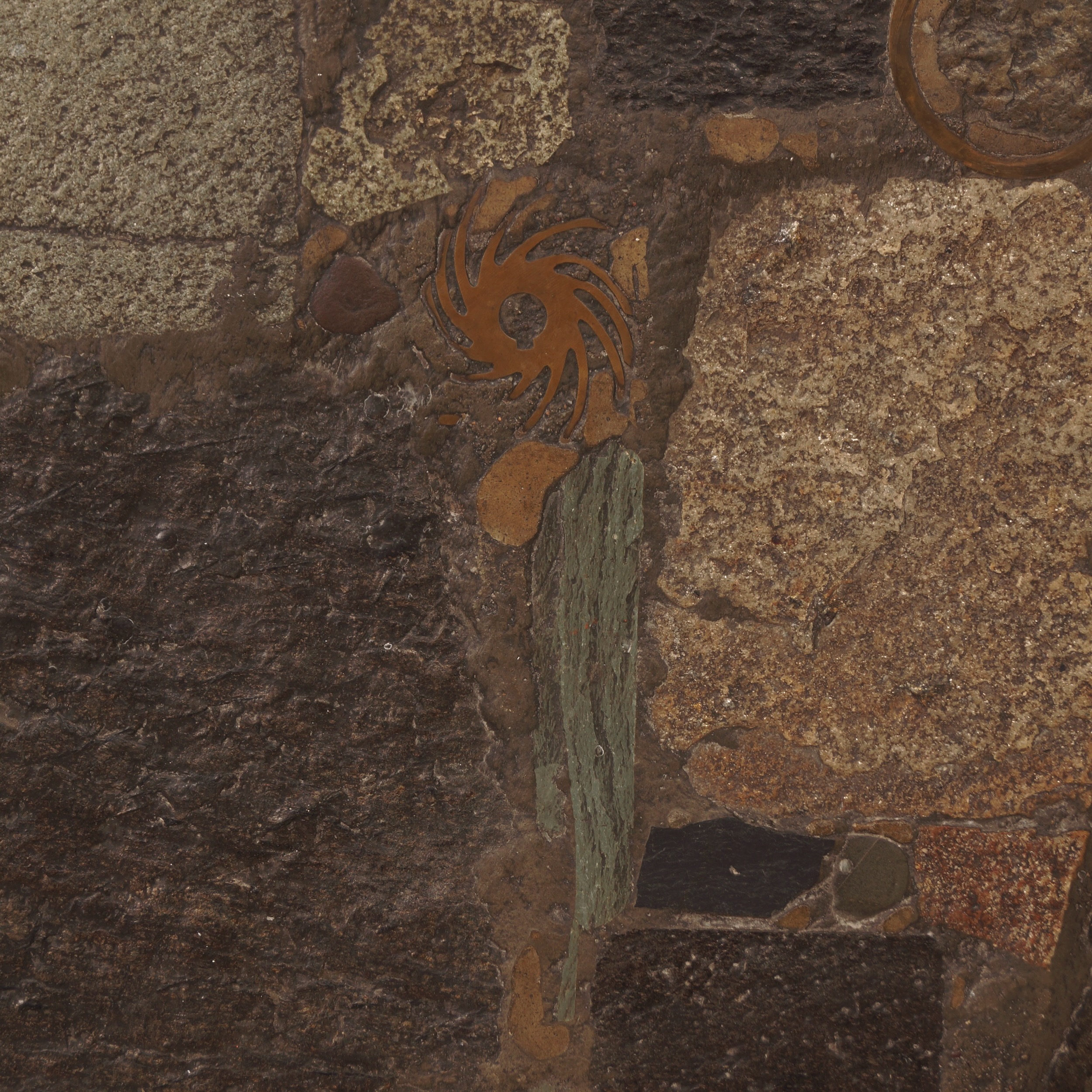 Rectangular coffee table by Paul Kingma, 1973 with brass and red glass
