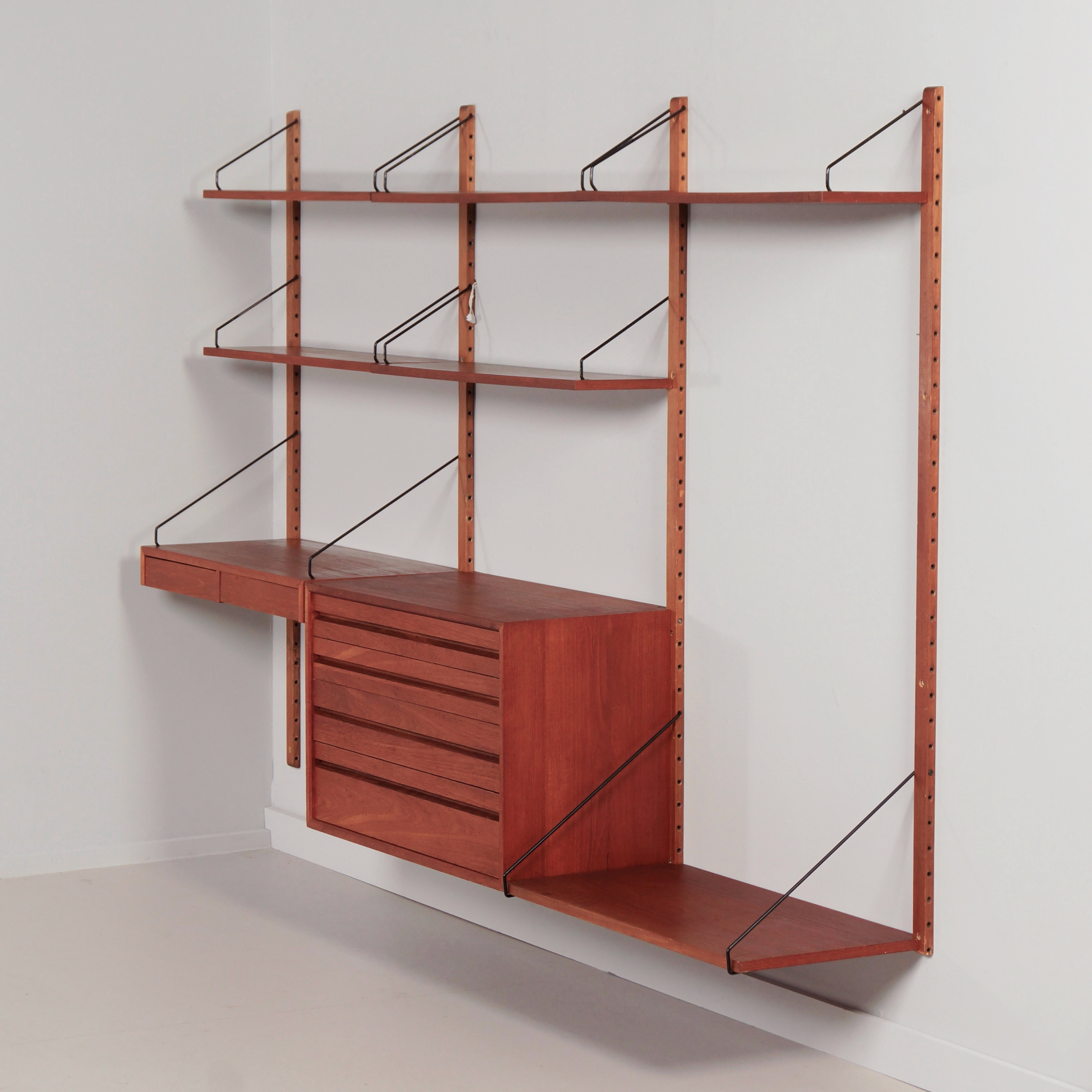 Royal System wall system by Poul Cadovius for Cado, 1960s with desk, drawer unit and shelves