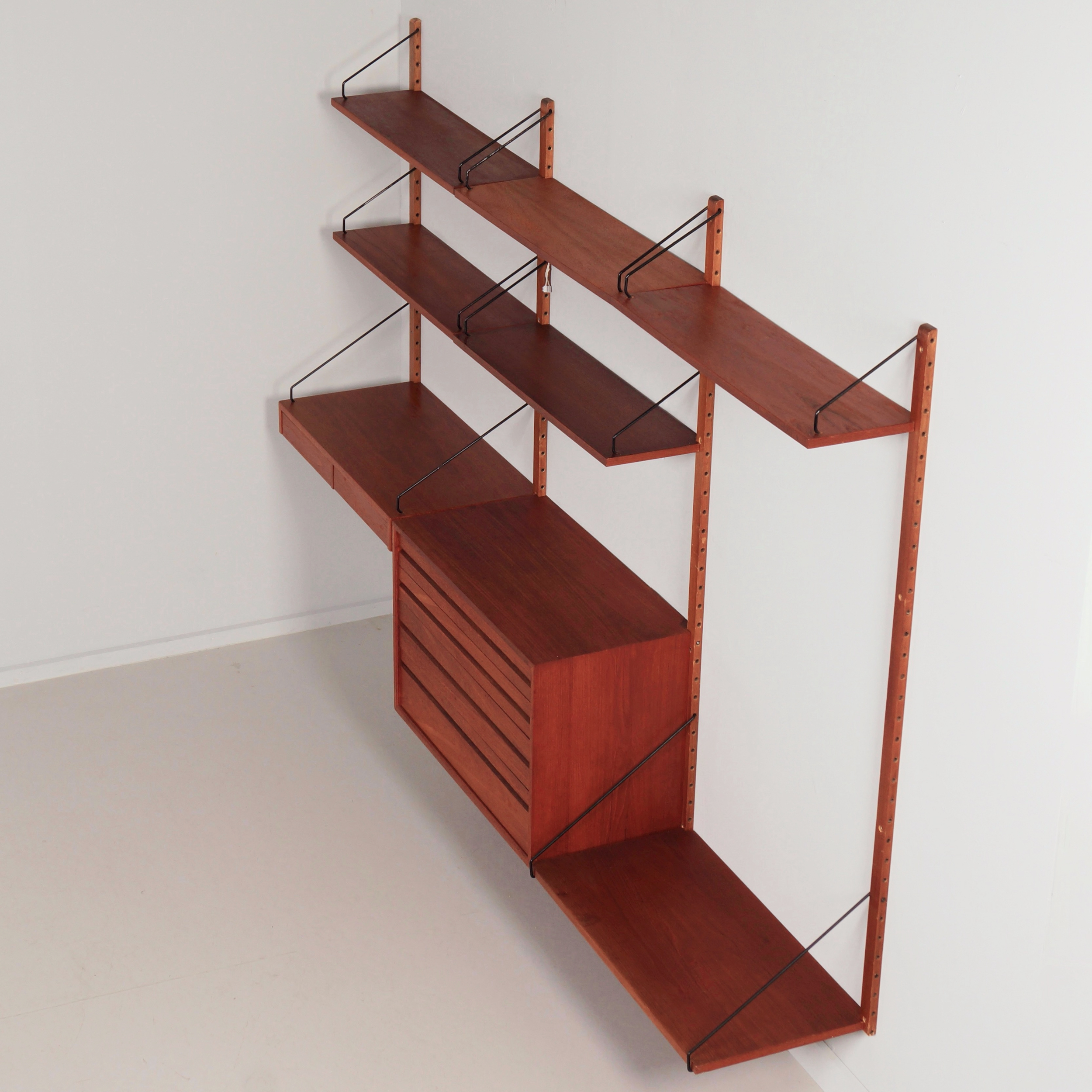 Royal System wall system by Poul Cadovius for Cado, 1960s with desk, drawer unit and shelves
