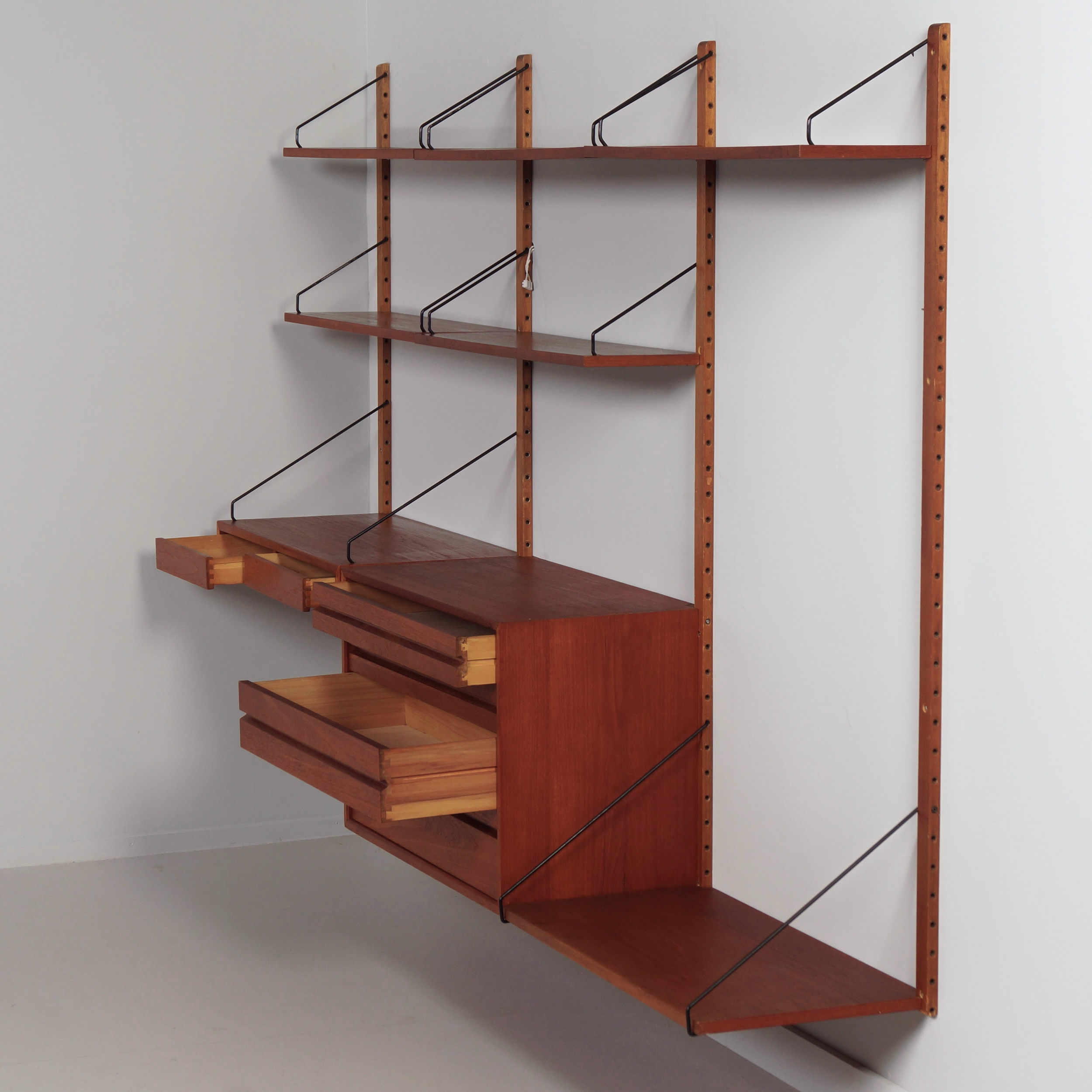 Royal System wall system by Poul Cadovius for Cado, 1960s with desk, drawer unit and shelves