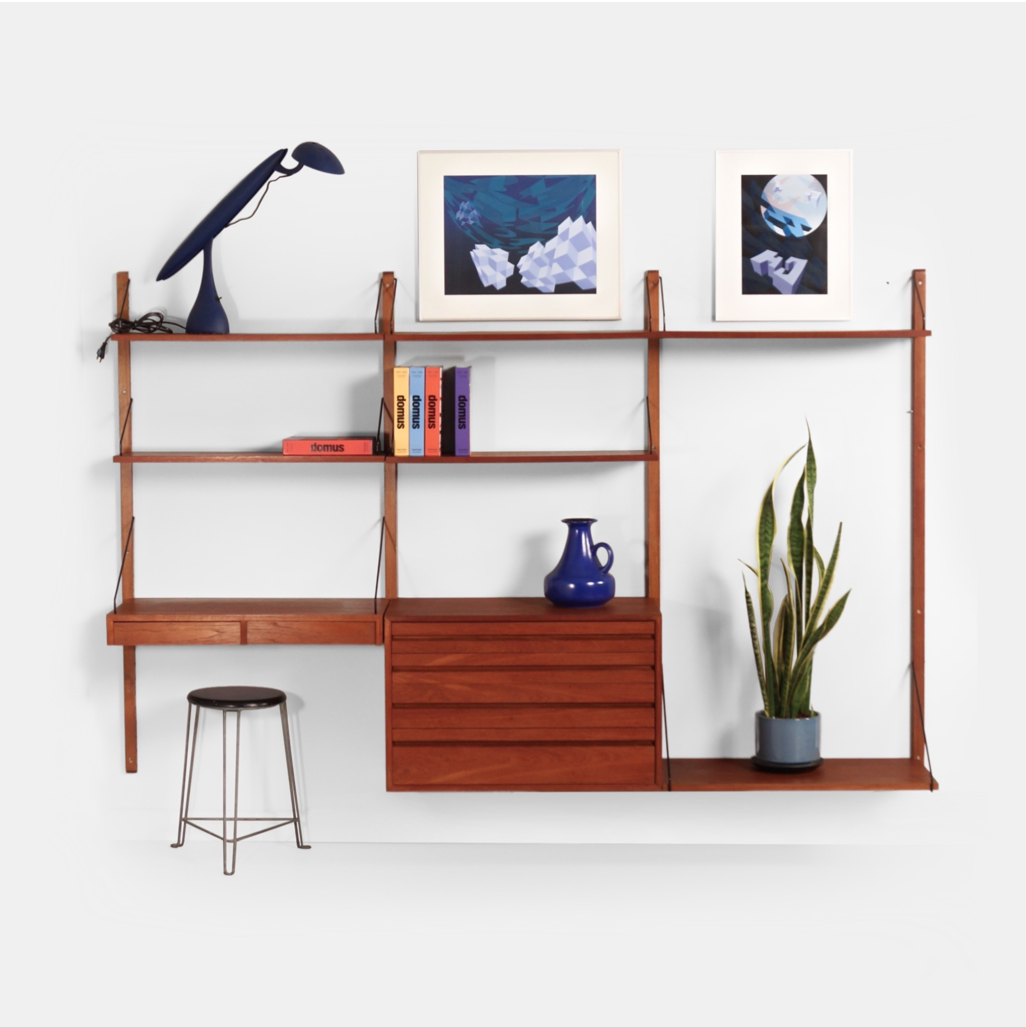 Royal System wall system by Poul Cadovius for Cado, 1960s with desk, drawer unit and shelves