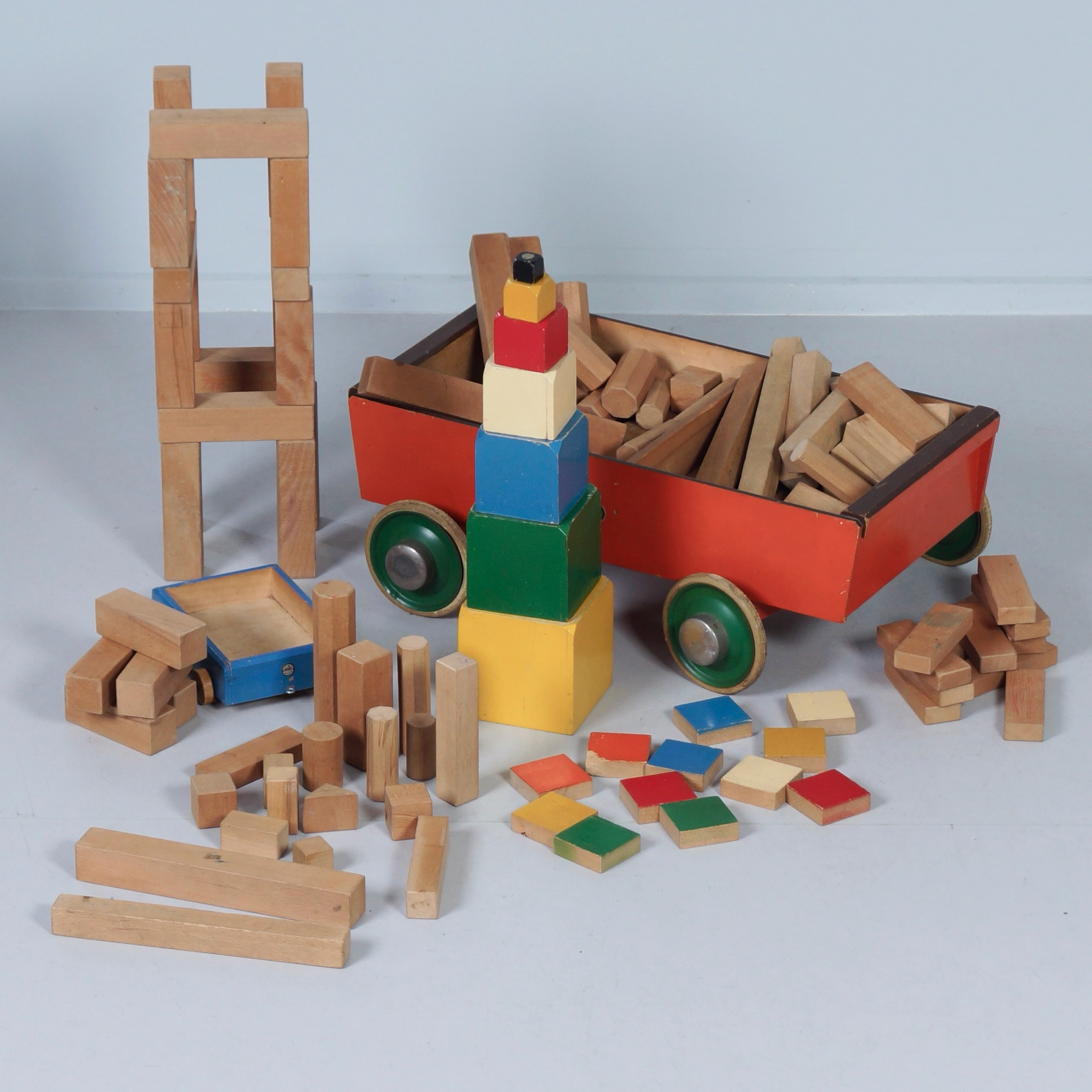 Block Wagon ‘Bouwmeester No. 117’ by ADO, 1950s – Large Model, 123 Pieces