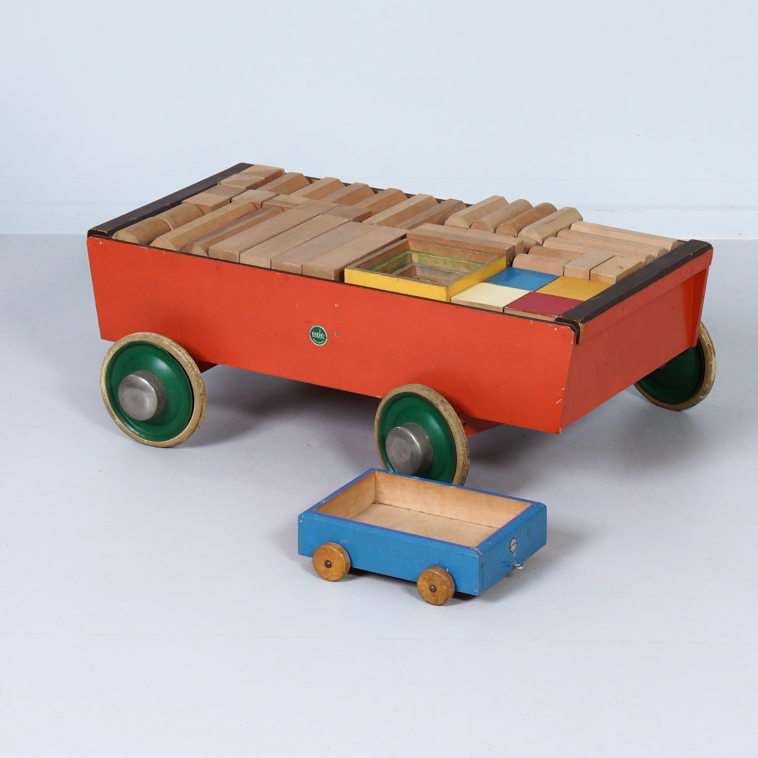 Block Wagon ‘Bouwmeester No. 117’ by ADO, 1950s – Large Model, 123 Pieces