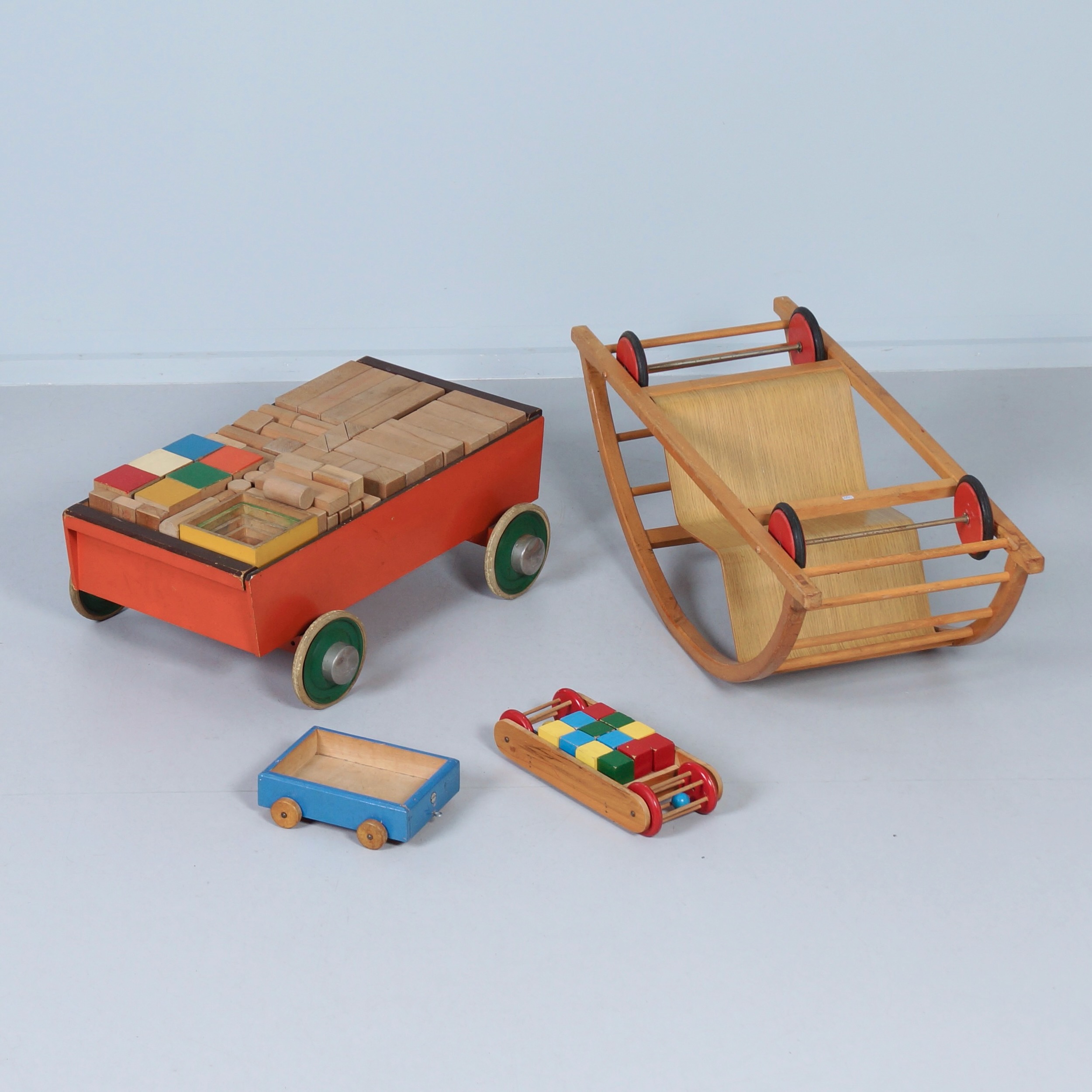 Block Wagon ‘Bouwmeester No. 117’ by ADO, 1950s – Large Model, 123 Pieces