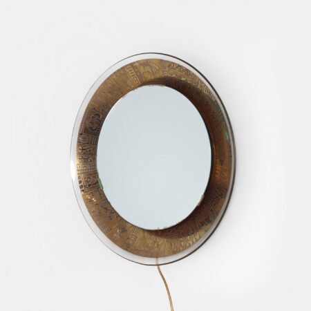 Decorative Wall mirror with lighting by M. Furgeri, Italy, 1960s