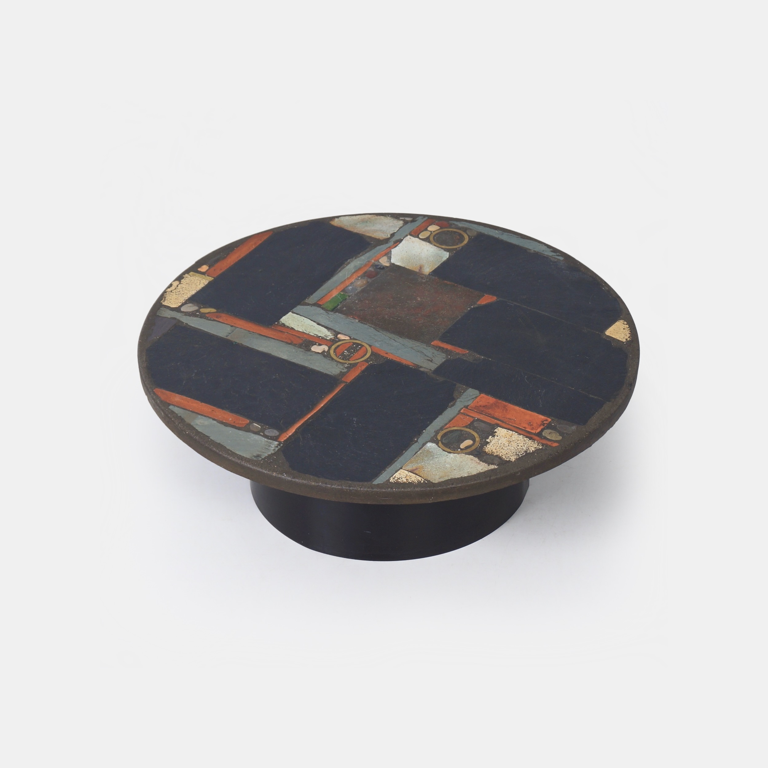 Round Coffee Table by Paul Kingma in Earthy Shades | Marked Kingma 1978, Ø99 cm