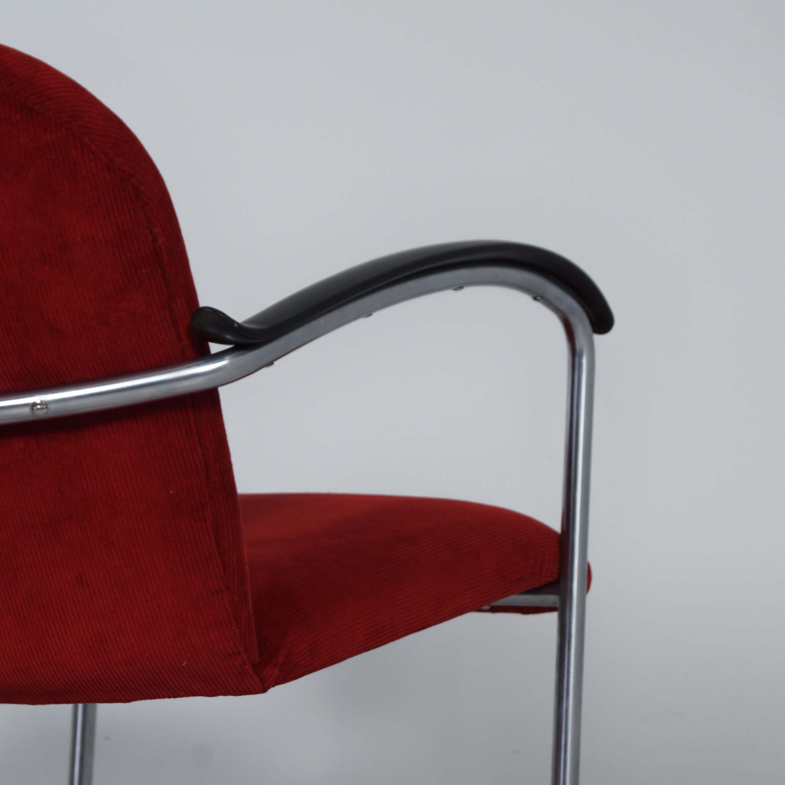 414 Armchair by W.H. Gispen for Gispen, 1950s – Red, Cantilever Tube Frame