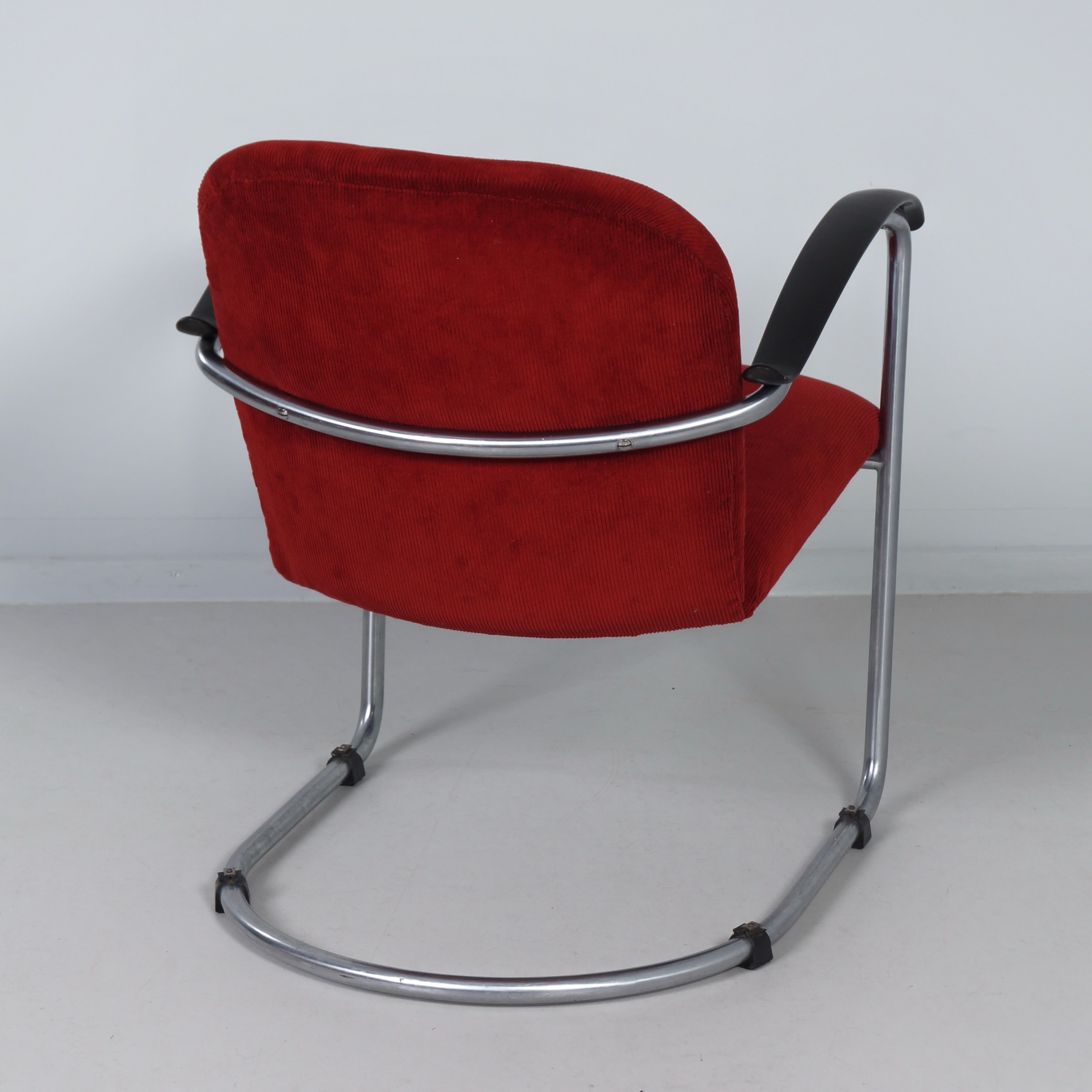 414 Armchair by W.H. Gispen for Gispen, 1950s – Red, Cantilever Tube Frame