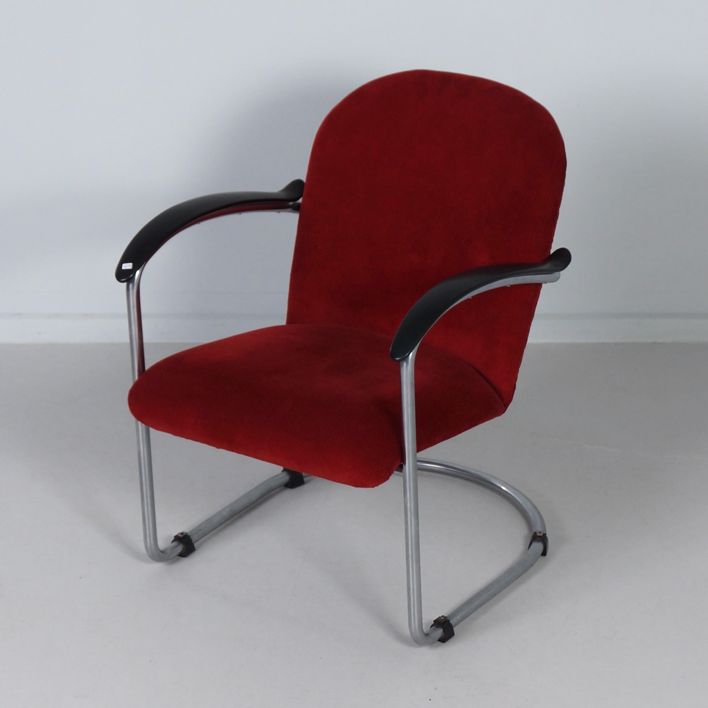 414 Armchair by W.H. Gispen for Gispen, 1950s – Red, Cantilever Tube Frame