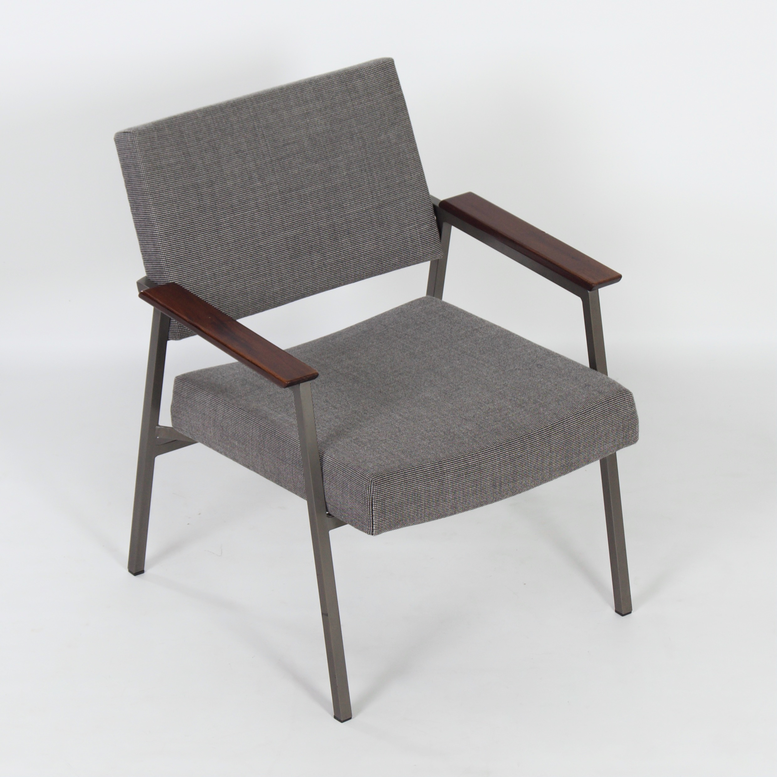 Vintage Armchair with Teak Armrests by Avanti, 1960s, Reupholstered