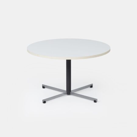 Round Model 3696 Coffee Table by Gispen, 1970s – White Melamine Top and Chrome Base