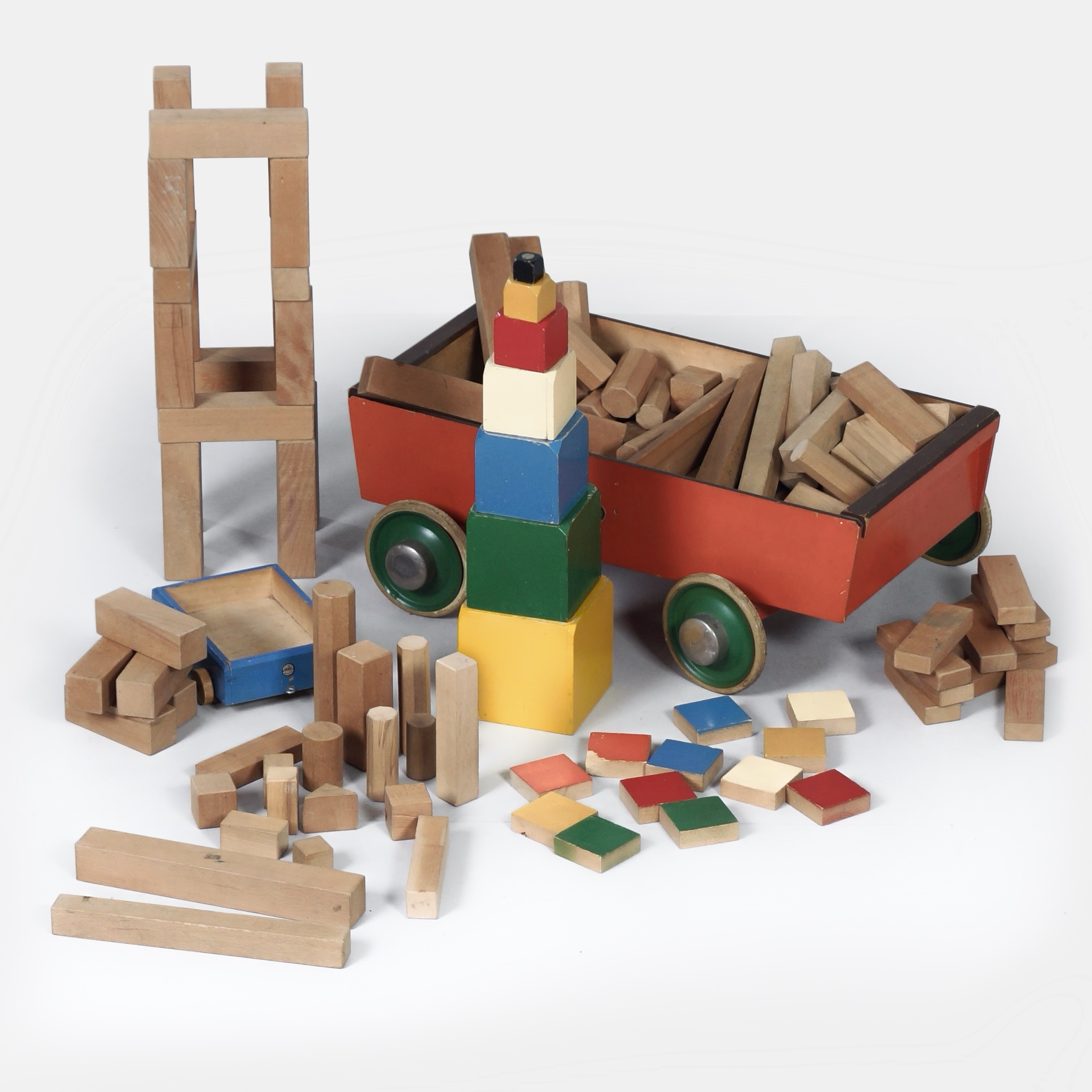 Block Wagon ‘Bouwmeester No. 117’ by ADO, 1950s – Large Model, 123 Pieces