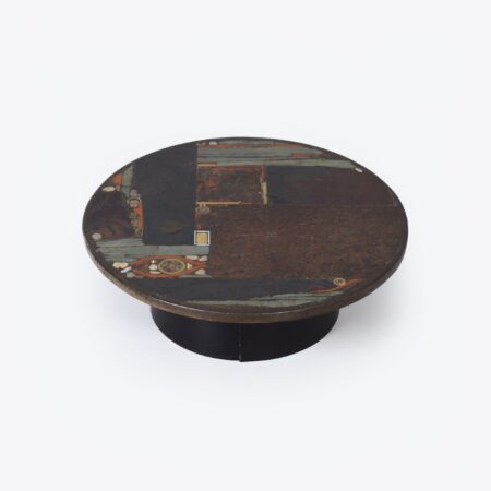 Coffee Table by Paul Kingma, 1979 – Mosaic in Earth Tones, Ø100 cm