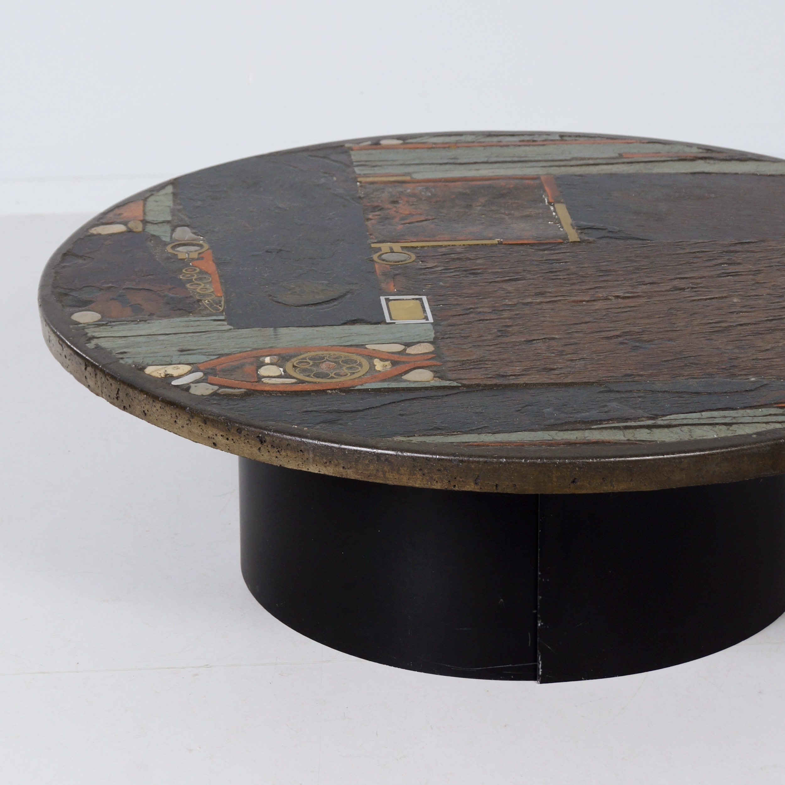 Coffee Table by Paul Kingma, 1979 – Mosaic in Earth Tones, Ø100 cm