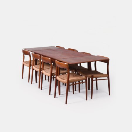 Danish Extendable Teak Dining Set with 8 Møller Model 75 Chairs, 1960s