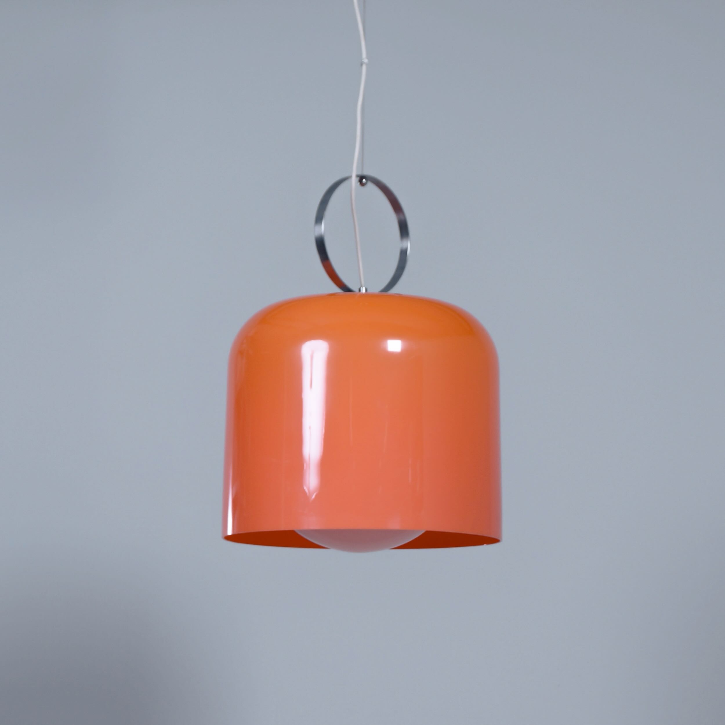 Orange Alvise Pendant Lamp by Luigi Massoni for Guzzini, Italy, 1970s