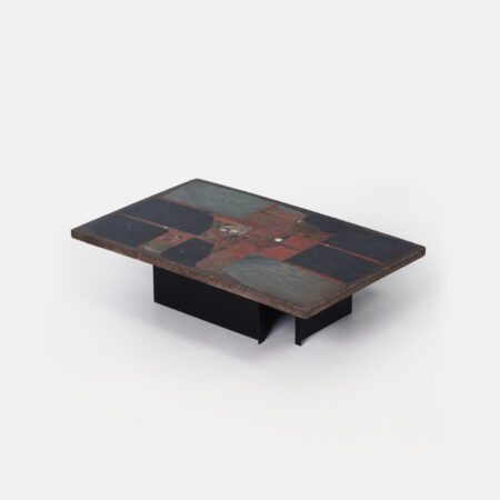Rectangular Brutalist Coffee Table by Paul Kingma with Nautilus Shell, 1978