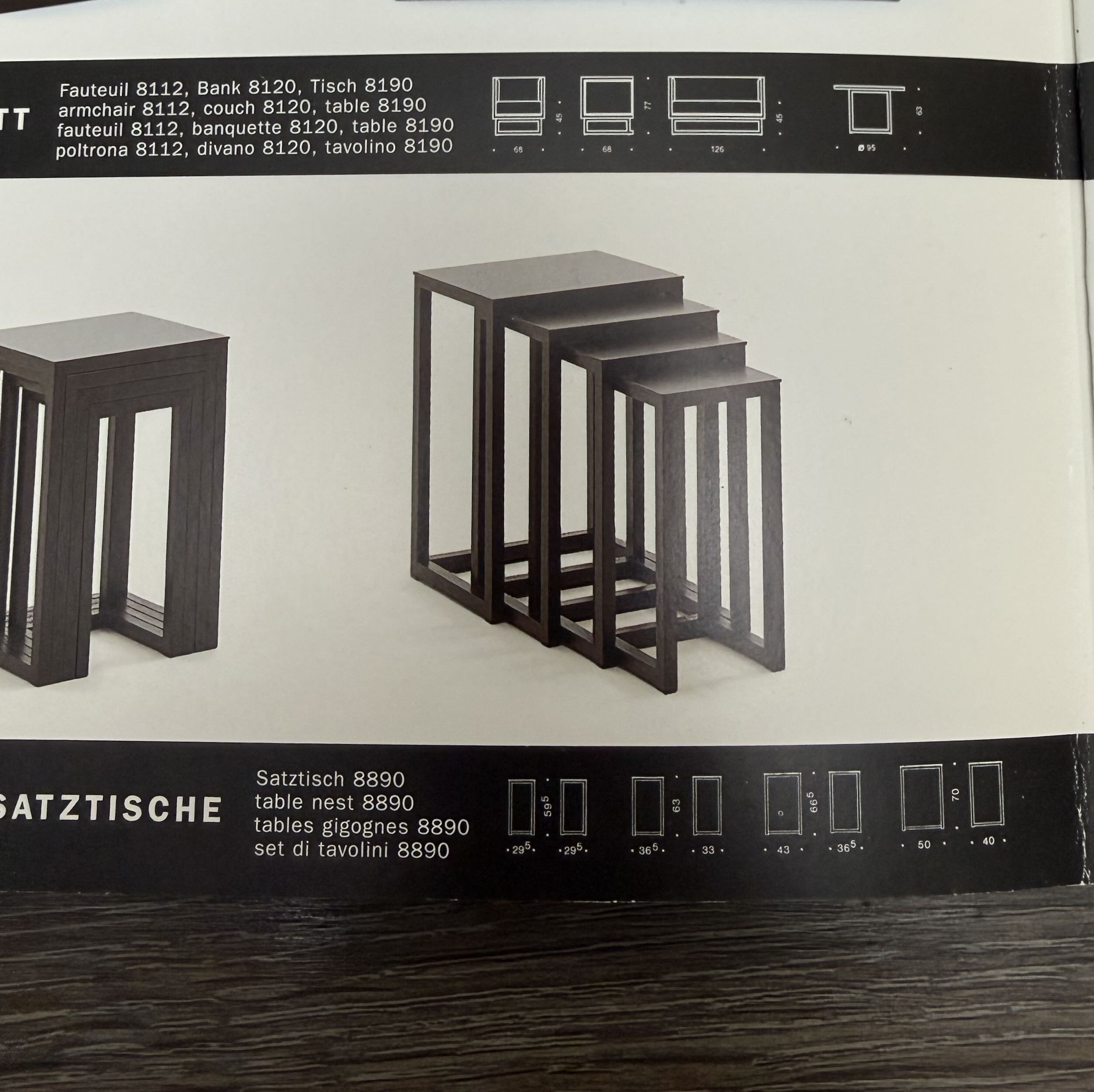 Nesting tables by Josef Hoffmann for Wittmann, 1980s – Ash wood