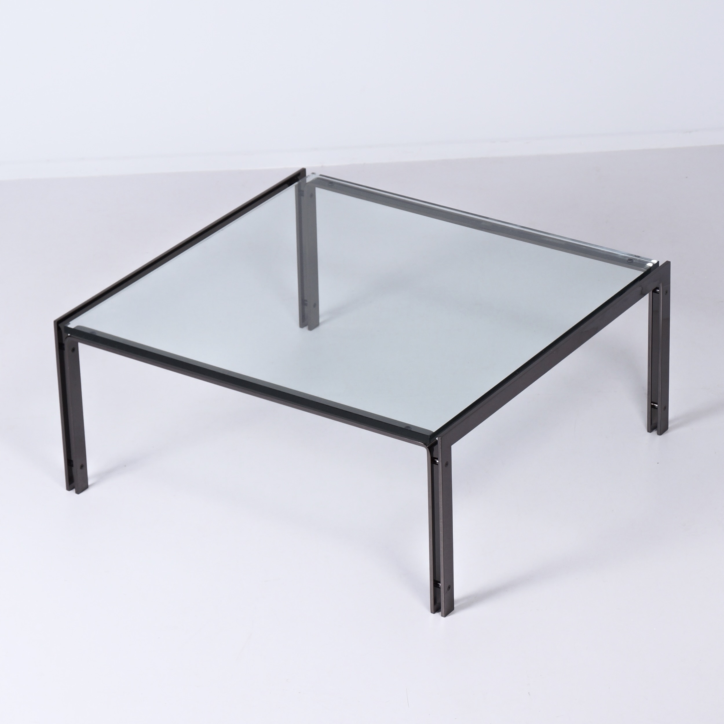 M1 coffee table by Metaform from the 80s in bronze-coloured stainless steel
