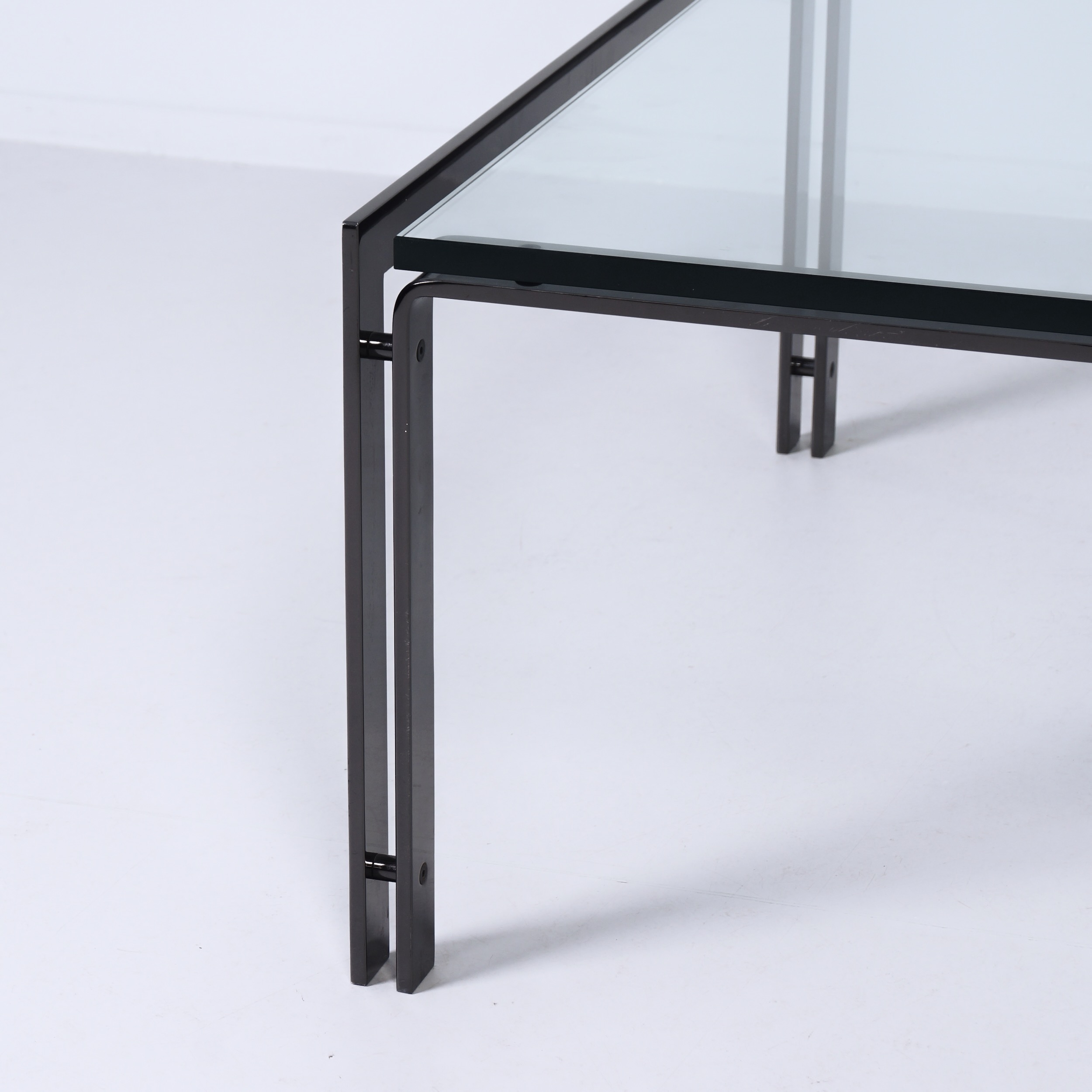 M1 coffee table by Metaform from the 80s in bronze-coloured stainless steel