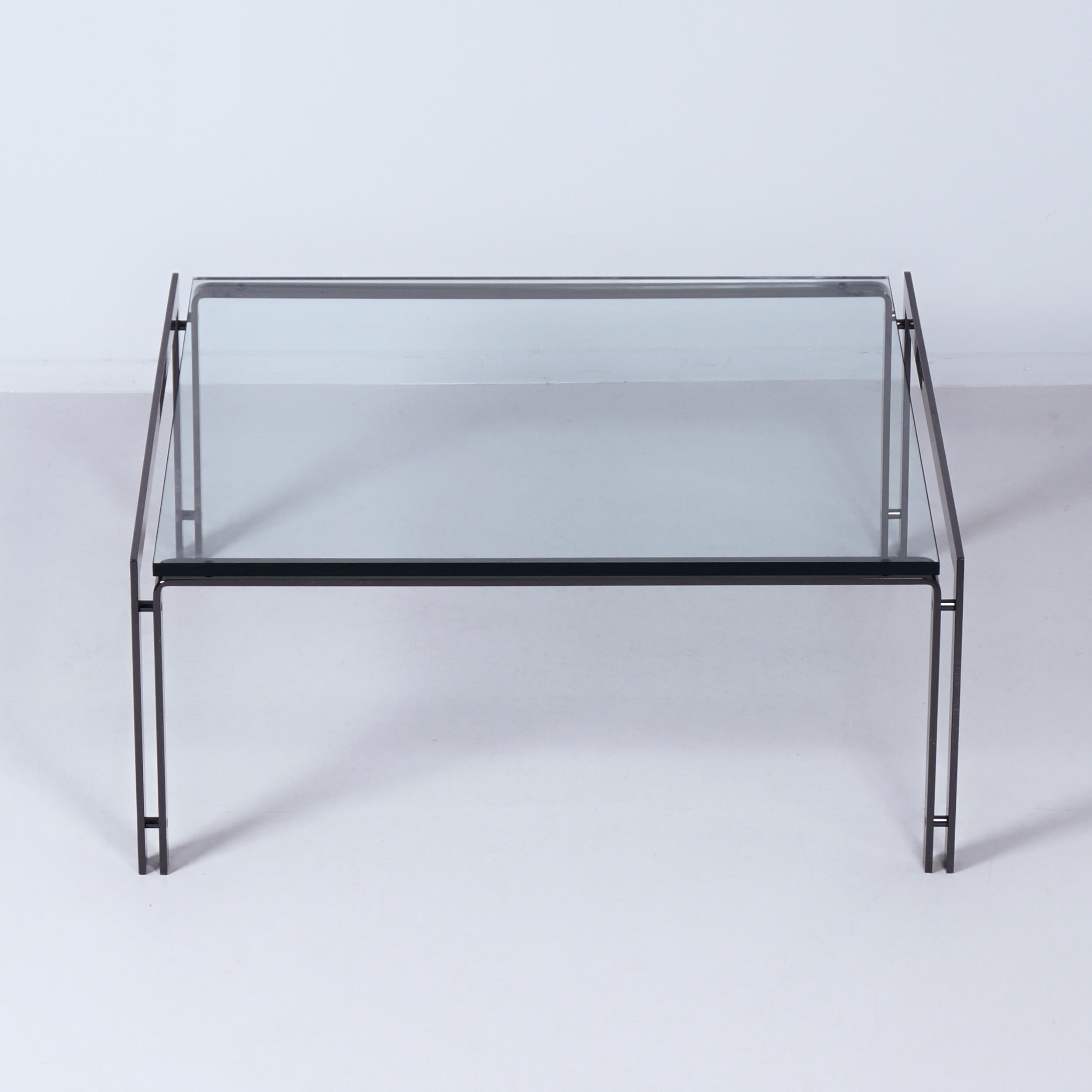 M1 coffee table by Metaform from the 80s in bronze-coloured stainless steel